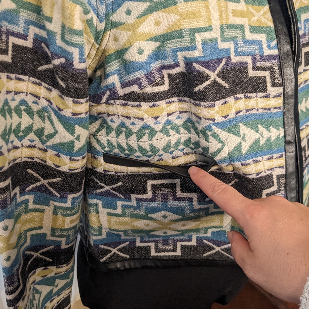Pendleton Wool Aztec Print Open Front Jacket Small - image 4
